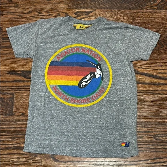 Aviator Nation, Gray and Red Short Sleeve Tee, Boys Medium (215) - Picture 1 of 6